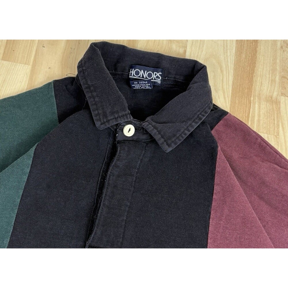 Vintage 90s Long Sleeve Polo Shirt / Color Block / Size Large - Picture 4 of 6